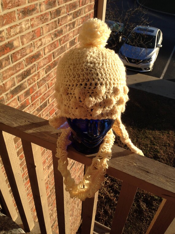 Hubba Hubba Cream Ivory Crocheted Popcorn Earflaps Bobble  display picture 1