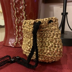 BARGAIN Evening Bag Handbag GOLD Lame&#39; Black Small Drawstring Women&#39;s WRISTLET Pouch Reticule Handbag Purse Prom Holiday Ladies Party Night