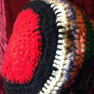 Whimsical Cheerful and Charming Rasta Crocheted Tam Large Beret RAINBOW Multi-colored HAT Dreads Party Cap Striped Winter Slouchy Hat SML