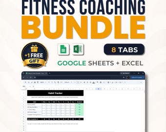 Fitness Coach Template Bundle: Training, Nutrition And Body Tracking Google Sheets