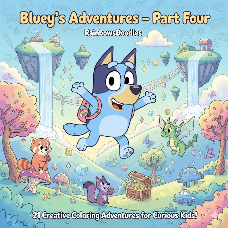 Bluey Coloring Book, 100 Illustrations, Toddler Activity Printable (PDF ...