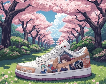 Coloriage Anime Cherry Blossom Sneakers | Art de la chaussure imprimable pour enfants (téléchargement numérique)
