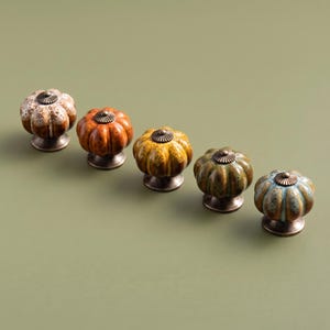 Pumpkin Cabinet Knob, Decorative Drawer Knob, Vintage Furniture Hardware, Dresser Knob, Kitchen Cabinet Handle, Unique Cupboard Knob