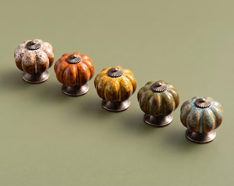 Kürbisförmiger Schrankknopf, dekorativer Schubladenknopf, Vintage-Möbelbeschläge, Kommodenknopf, Küchenschrankgriff, einzigartiger Schrankknopf