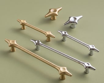 Sculptural Cabinet Knobs and Drawer Pulls, Organic Modern Starburst Handles, Mid Century Dresser Hardware, Unique Furniture Door Pulls