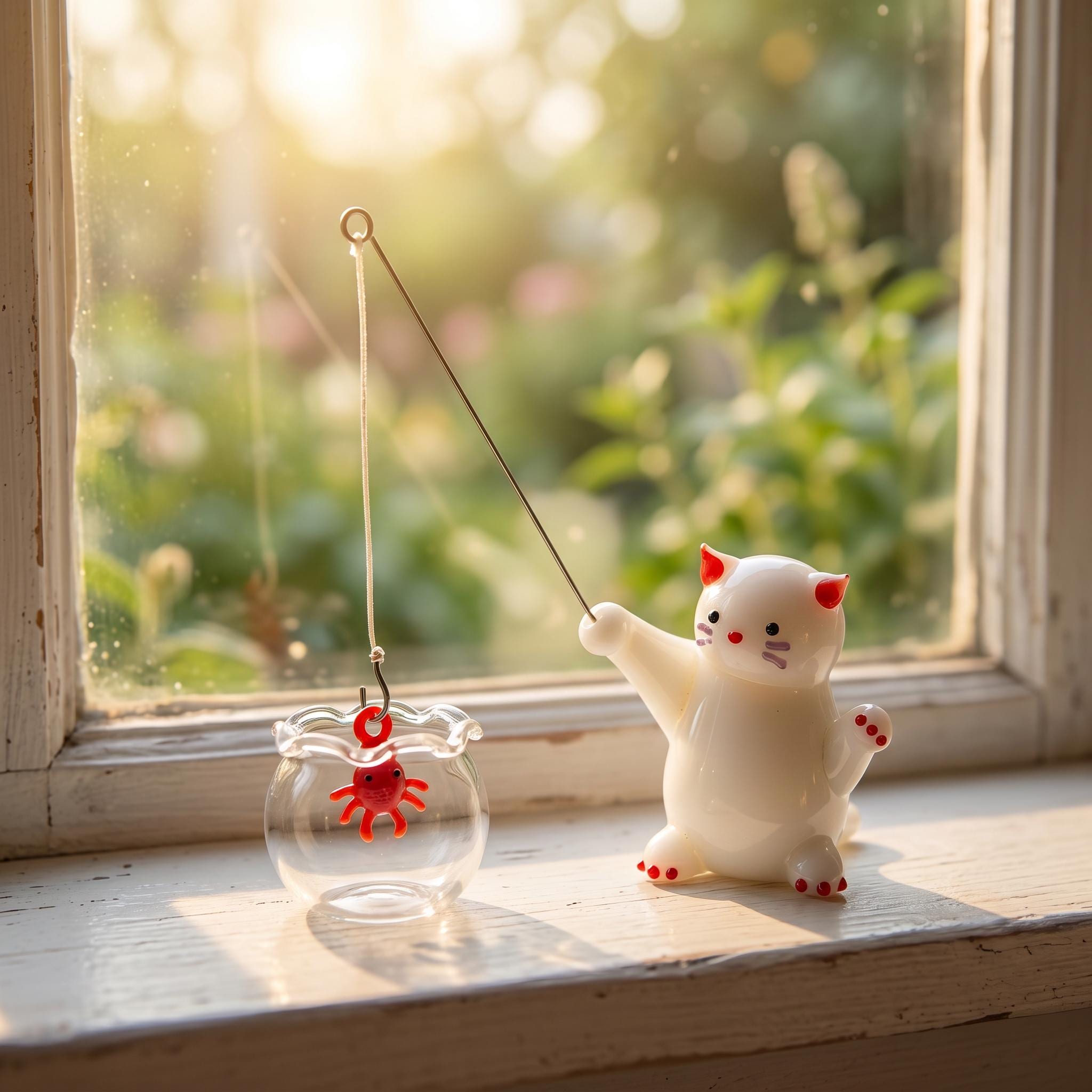 Cat fishing figurine - Etsy 日本