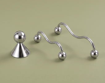Modern Wavy Cabinet Pull, Sculptural Drawer Handle, Round Cabinet Knob, Unique Dresser Hardware, Kitchen Cabinet Pull, Furniture Handle