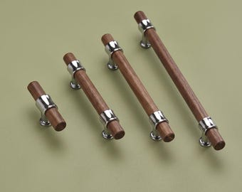 Walnut Wood Cabinet Pulls, Modern Drawer Handles, Kitchen Cabinet Hardware, Dresser Pulls, Wardrobe Handles, Mid Century Furniture Hardware