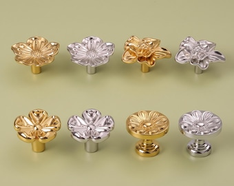Blumenförmige Schrankknöpfe, Schubladenknöpfe mit Blumenmuster, dekorative Kommodenbeschläge, Küchenschrankknöpfe, Schrankgriffe