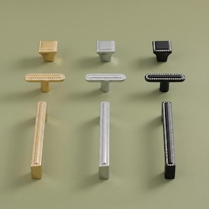 Crystal Cabinet Knobs and Drawer Pulls, Rhinestone Kitchen Handles, Glam Dresser Hardware, Sparkling Modern Cupboard Accessories