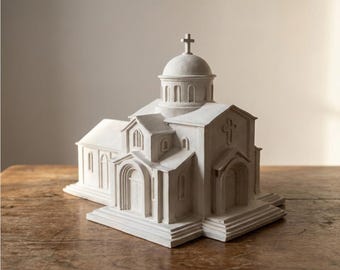 Mini modello di chiesa basilicale in file STL / Decorazioni religiose stampate in 3D