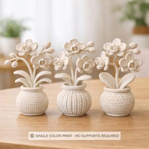 Adorno de orquídea de punto impreso en 3D, modelo de decoración floral (archivo STL, descarga digital)