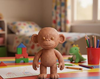 Modelo 3D de mono tejido, archivo STL con textura de ganchillo (descarga digital)