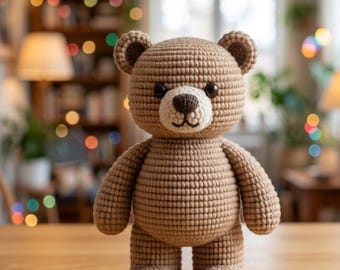 Modelo 3D de oso de peluche tejido a dos agujas, archivo STL con textura de ganchillo (descarga digital)