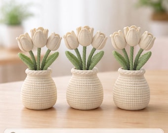 Adorno de tulipán tejido impreso en 3D, modelo de decoración floral (archivo STL, descarga digital)