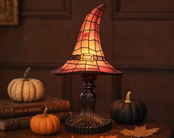 Heksenhoed Halloween-lamp, spookachtige gotische kamerdecor nachtlampje, donkere sfeer Halloween-decoratie, led-heksenhoedlamp voor feest Home Decor