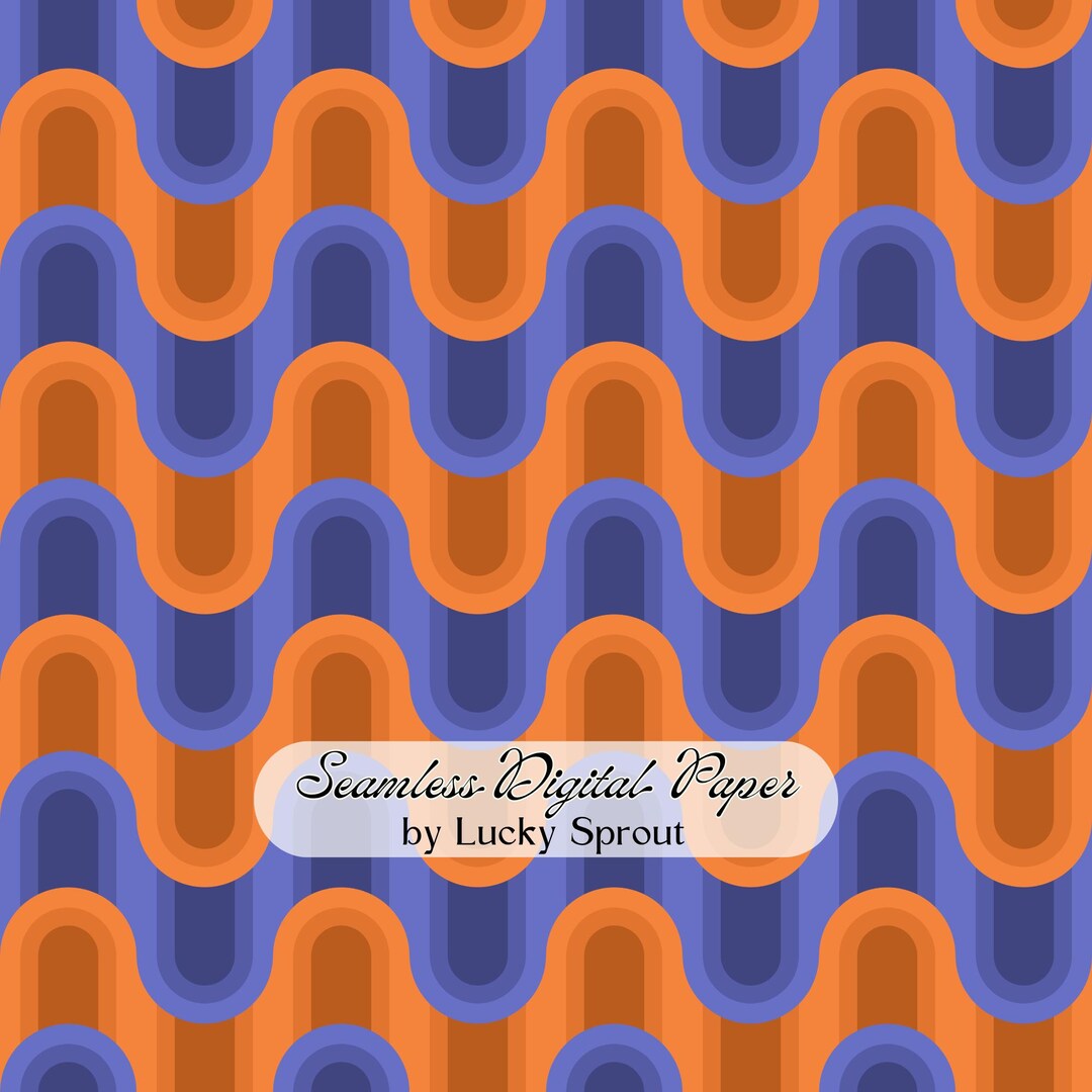 Retro Wave Seamless Pattern, Groovy 70s Geometric Digital Paper, Orange ...