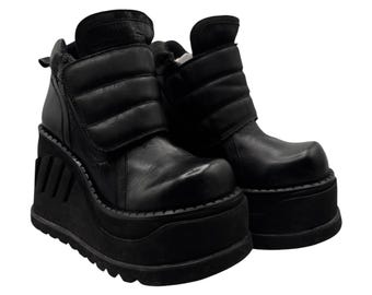 Vintage Sonax Plateau-Stiefel aus schwarzem Leder