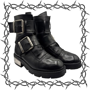 Botas de cuero con hebilla Vintage New Rock
