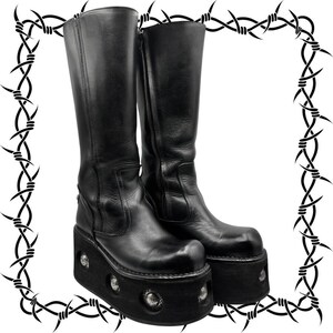 Vintage Platform New Rock Knee High Boots Men\'s size EU 45 New Rock 272-S1 Black Boots Metallic Goth Knee High Zip  main image 3