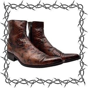 Vintage New Rock cowboylaarzen met bruine slangenprint