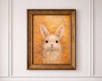 Textured Rabbit Art Poster – Soft Animal Illustration – Children's & Nature Wall Decor – A4 Download