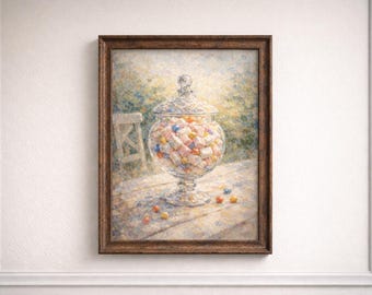Vintage gourmet poster – Colorful candy dish – A4 printable artistic illustration – Kitchen & living room decoration