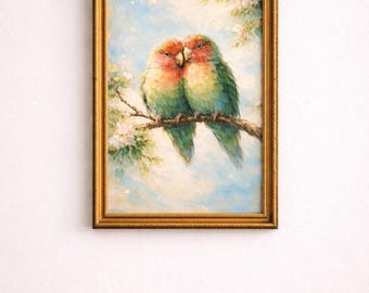 A4 Bird Poster – Lovebirds – Illustration of a Pair of Birds – Romantic Wall Art – Soft Home Decor – Printable Poster