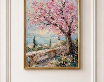 Impressionist Cherry Blossom Poster | Pink Floral Wall Art | Living Room/Bedroom Decor | A4 Digital Download