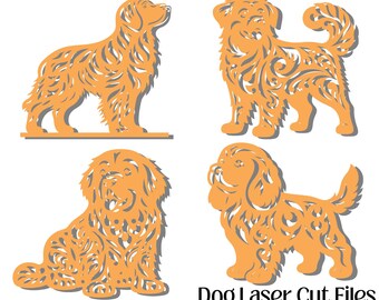 Hond lasergesneden bestandenbundel voor CNC en lasersnijden, hond SVG-bestanden gesneden voor hout acryl metaal, schattige hond ontwerpen png dxf eps voor ambachtelijk project