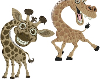 Funny Giraffe Embroidery Design Bundle, Cartoon Giraffe Machine Embroidery Files dst pes jef vp3 sew xxx hus 4x4 5x7 7x7