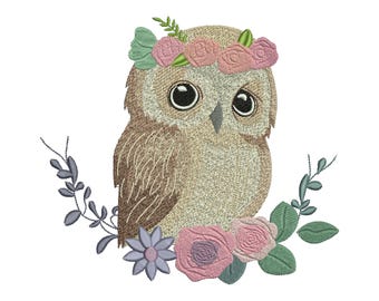 Owl Embroidery Design, Floral Owl Embroidery, Majestic Owl Embroidery Design, Bird Embroidery, Owl Design, Machine embroidery design