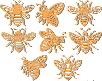 Bee lasergesneden bestandenbundel voor CNC- en lasersnijden, Bee Svg-bestanden voor hout acryl metaal, honingbij ontwerpen png dxf eps ambachtelijke projecten