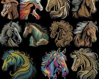 Horse embroidery designs, Floral Horse Head embroidery, Cute Horse embroidery, Horse Face embroidery, Animal Embroidery, Machine embroidery