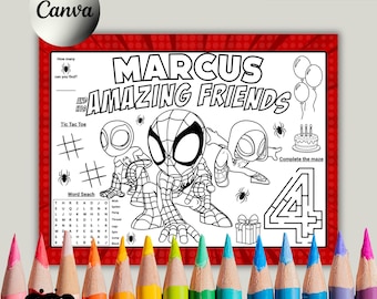 Baby Spider Man Coloring Sheet: Editable Birthday Party Activity (Digital Download)