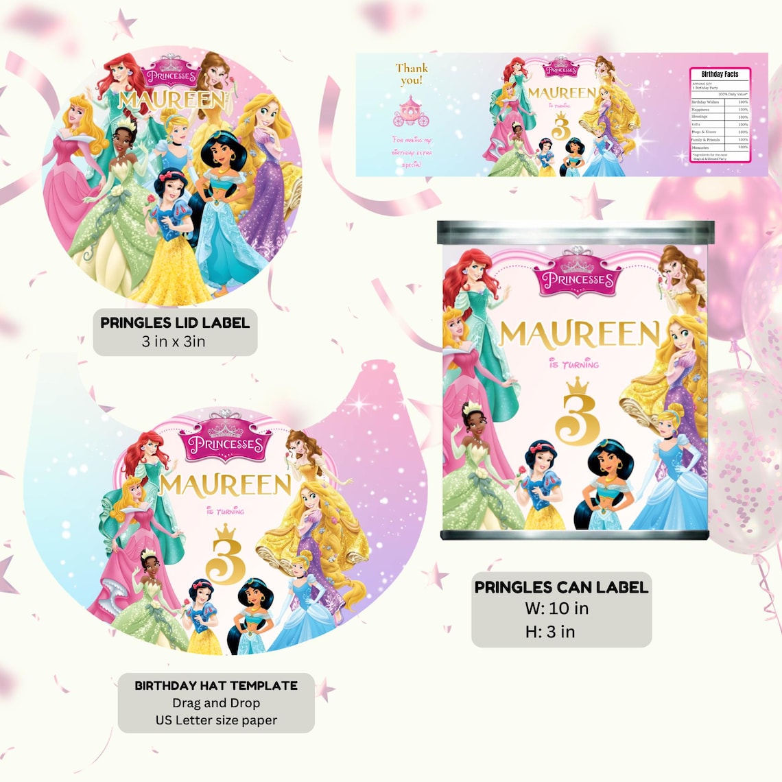 Princess Google Form Theme Printable Princess Party Favor Templates Bundle Decor Editable Canva ...