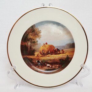 Vintage Prinknash Pottery Gloucester England Plate Decorative Porcelain Pastoral Scene Landscape Collector Plate