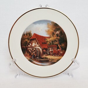 Vintage Prinknash Pottery Gloucester England Plate Decorative Porcelain Pastoral Scene Landscape Collector Plate