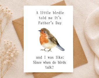 Tarjeta divertida para el Día del Padre, Tarjeta divertida con pájaro, Tarjeta para el Día del Padre, Tarjeta minimalista neutra, Tarjeta con humor para papás, Descargas digitales