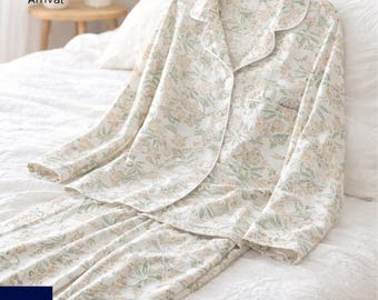 Women's Bamboo Fiber Pajama Set | Breathable Long Sleeve Loungewear