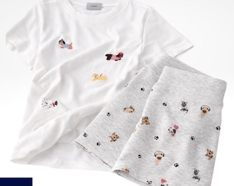 Conjunto de pijama de verano para mujer con estampado de perro, camiseta de manga corta y pantalones cortos, ropa de estar por casa