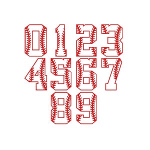 Baseball Numbers Embroidery, Baseball Applique Embroidery File, Baseball Numbers Design, Machine Embroidery Design, 6 Sizes Instant Download