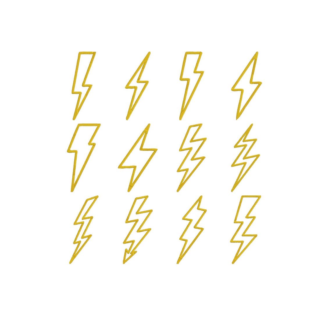 Lightning Bolt Embroidery Design, Rock Punk Symbol, Thunder Bolt ...