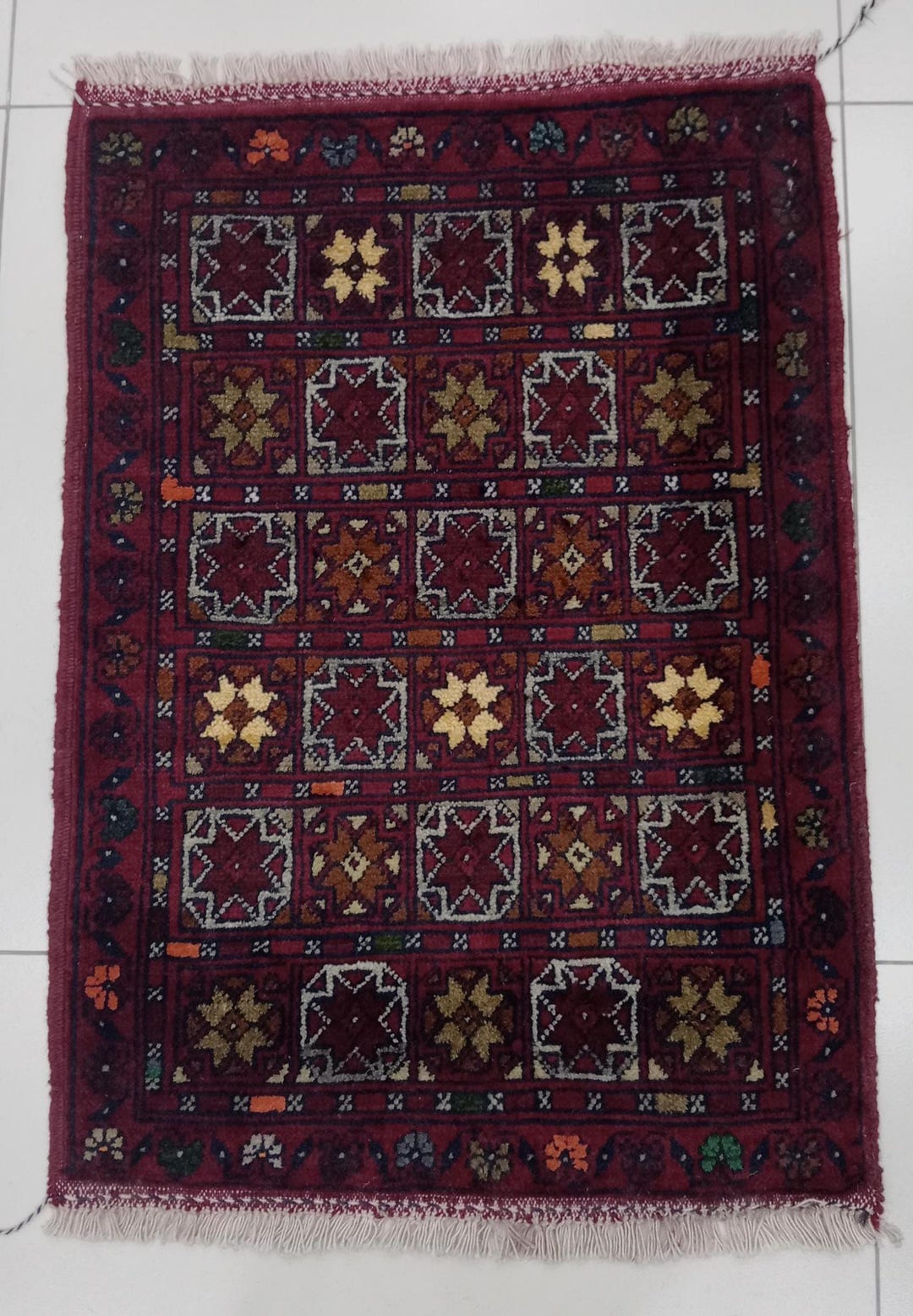 Handmade Pakistani Wool Rug, Red Geometric Entryway Mat (2x3 Ft) - Etsy