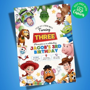 Editable Any Age Toy Story Birthday Invitation, Toy Story Party Invite, Kids Birthday Invites Canva Template, Digital Download 5x7