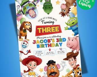 Editable Any Age Toy Story Birthday Invitation, Toy Story Party Invite, Kids Birthday Invites Canva Template, Digital Download 5x7