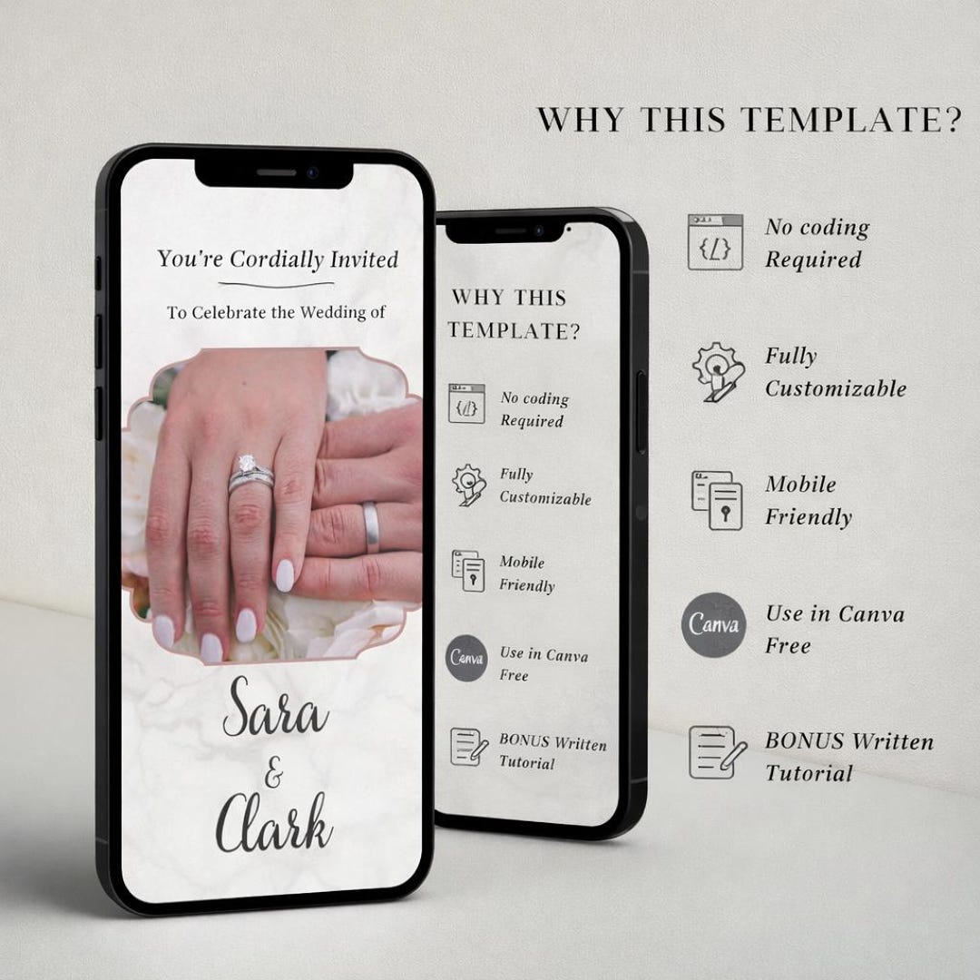 Editable Wedding Countdown Invitation Template | Modern Canva Digital ...