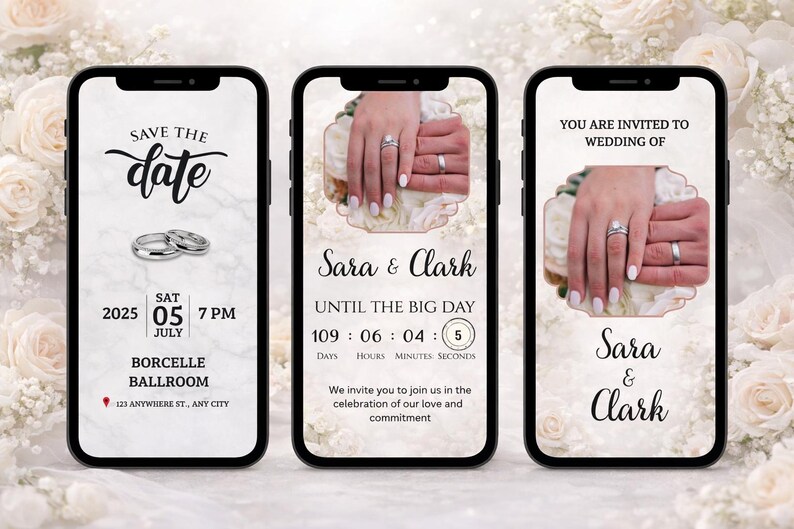 Editable Wedding Countdown Invitation Template | Modern Canva Digital ...
