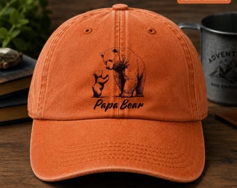 Cappello da papà orso, regalo per la festa del papà, berretto vintage tinto con pigmenti, cappellino da baseball papà orso, cappello da papà alla moda per uomo