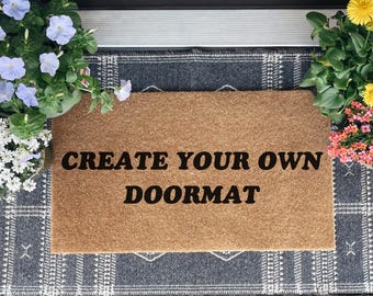 Tapete personalizado com texto personalizado – Tapete de boas-vindas com monograma para porta de entrada, presente de boas-vindas para casa nova